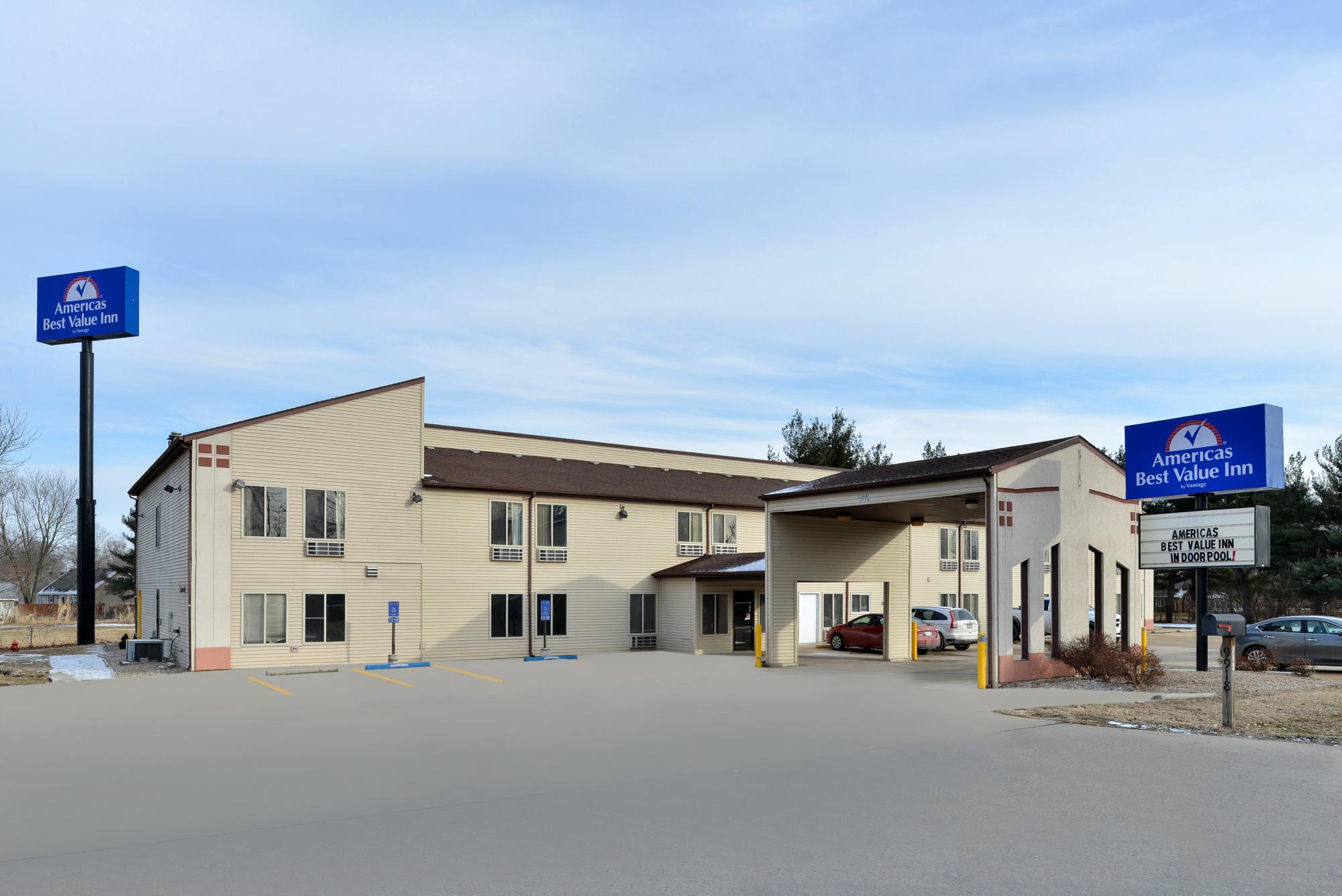 Hotel exterior and parking lot