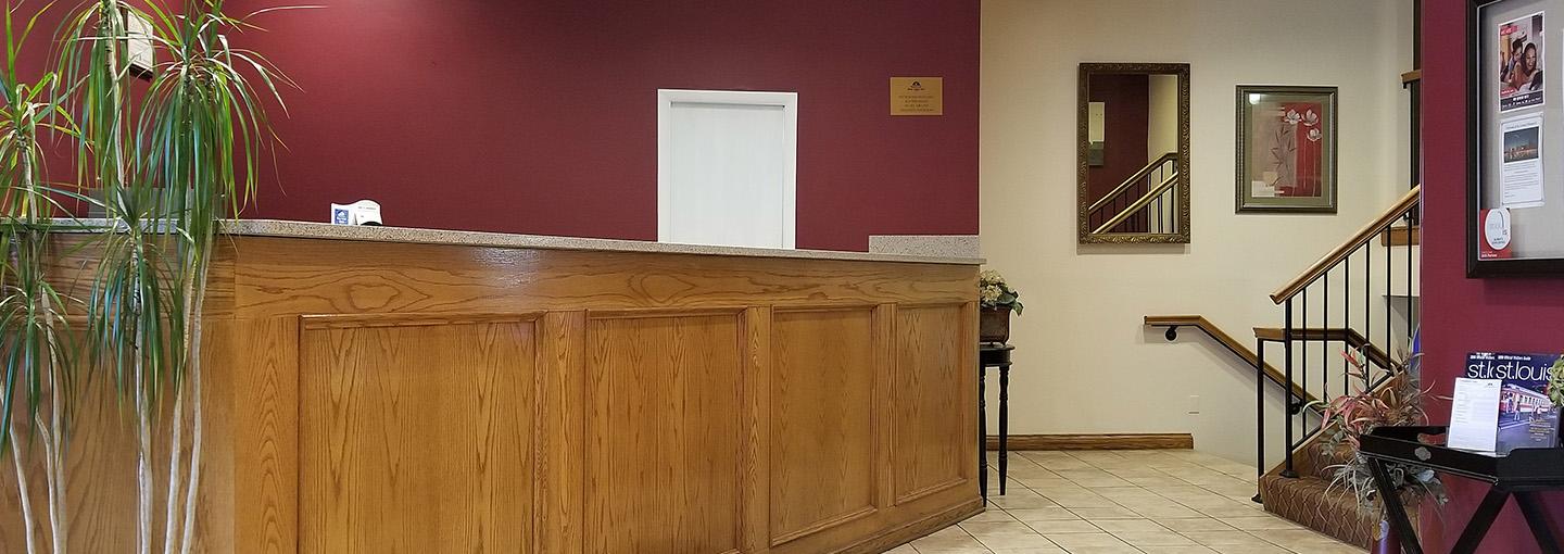 Hotel front desk and lobby Area