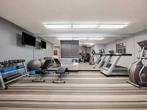 The fitness center at Sonesta Simply Suites Huntsville Research Park.