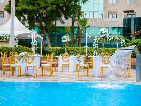 Outdoor wedding setup at Sonesta Hotel, Tower & Casino - Cairo.