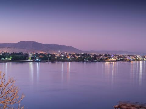 Sonesta St George Luxor Night time view of River 
