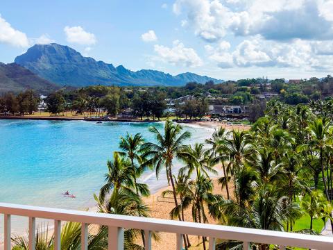 A view from an Ocean View room at the The Royal Sonesta Kaua'i Resort Lihue. 