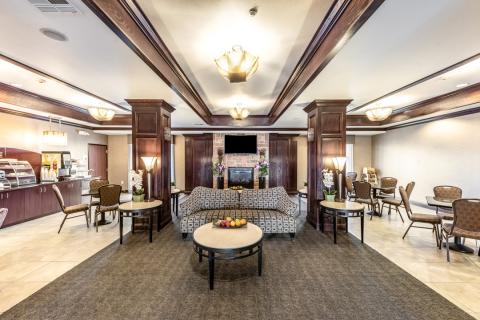 Elegantly designed hotel lobby and sitting area