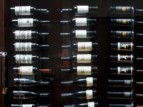 Wine Bottles on Wall